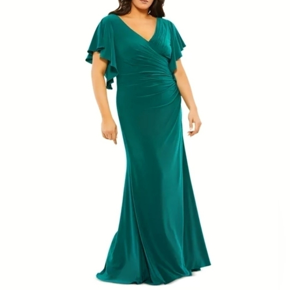 Mac Duggal Dresses & Skirts - Mac Duggal Faux Wrap Butterfly Sleeve Maxi Dress Long Formal Evening Gown NWT
